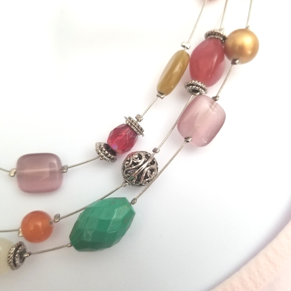 3 strand colorful wire necklace, Lia Sophia (3-10) - Picture 2 of 3